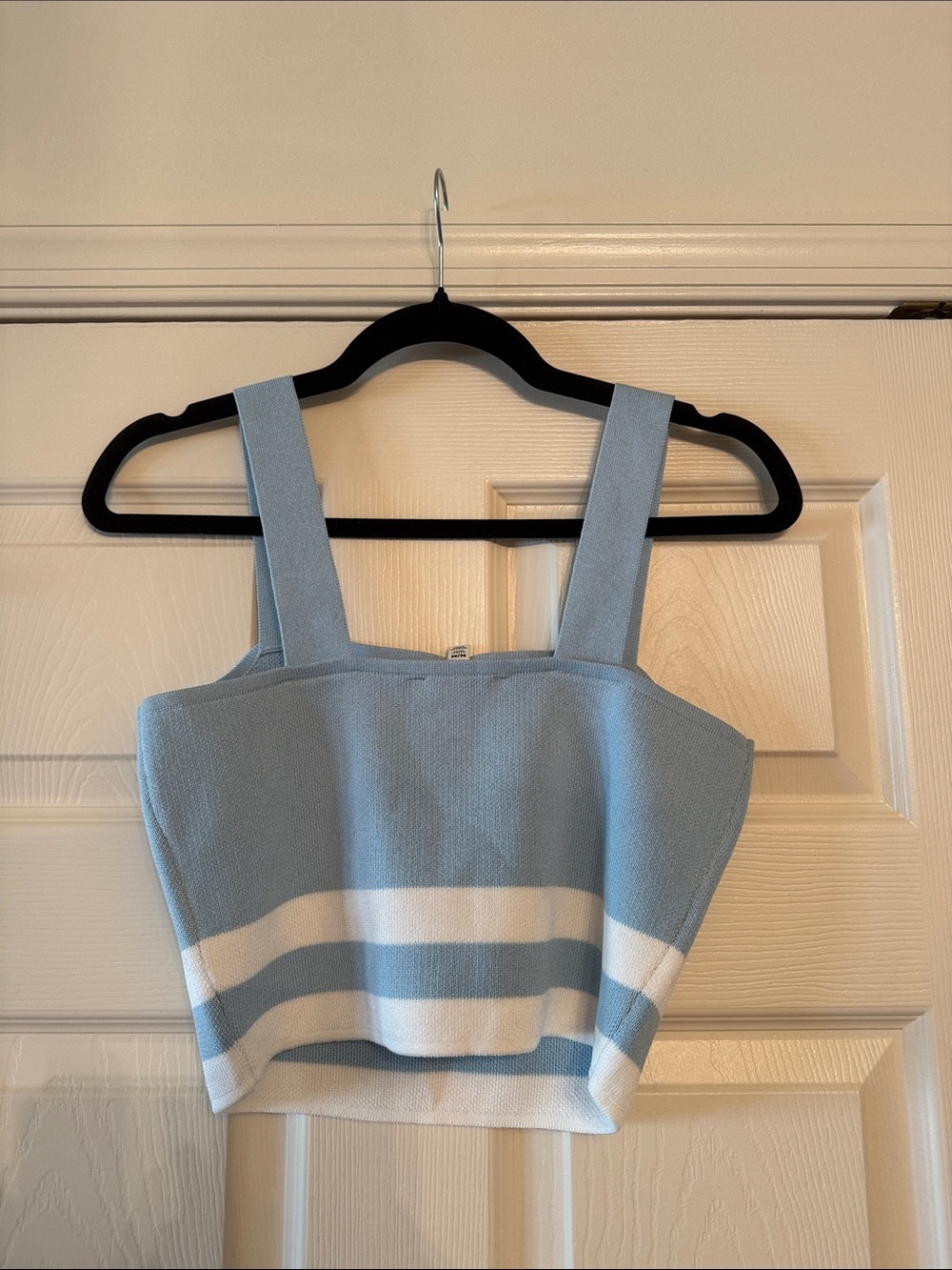 edited Light Blue Stripe Knit Tank Top - edited - Picture 2 of 2